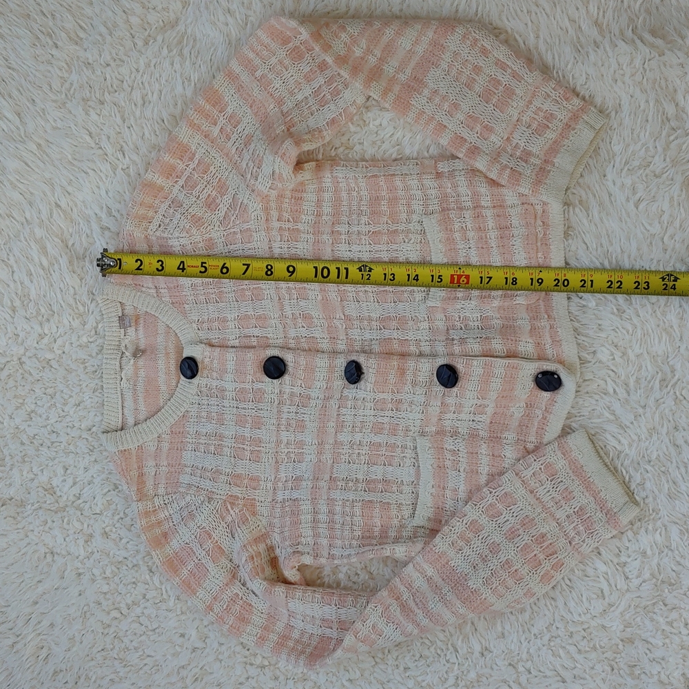 Anthropologie Knitted and Knotted pink and cream cardigan size small - Picture 3 of 8